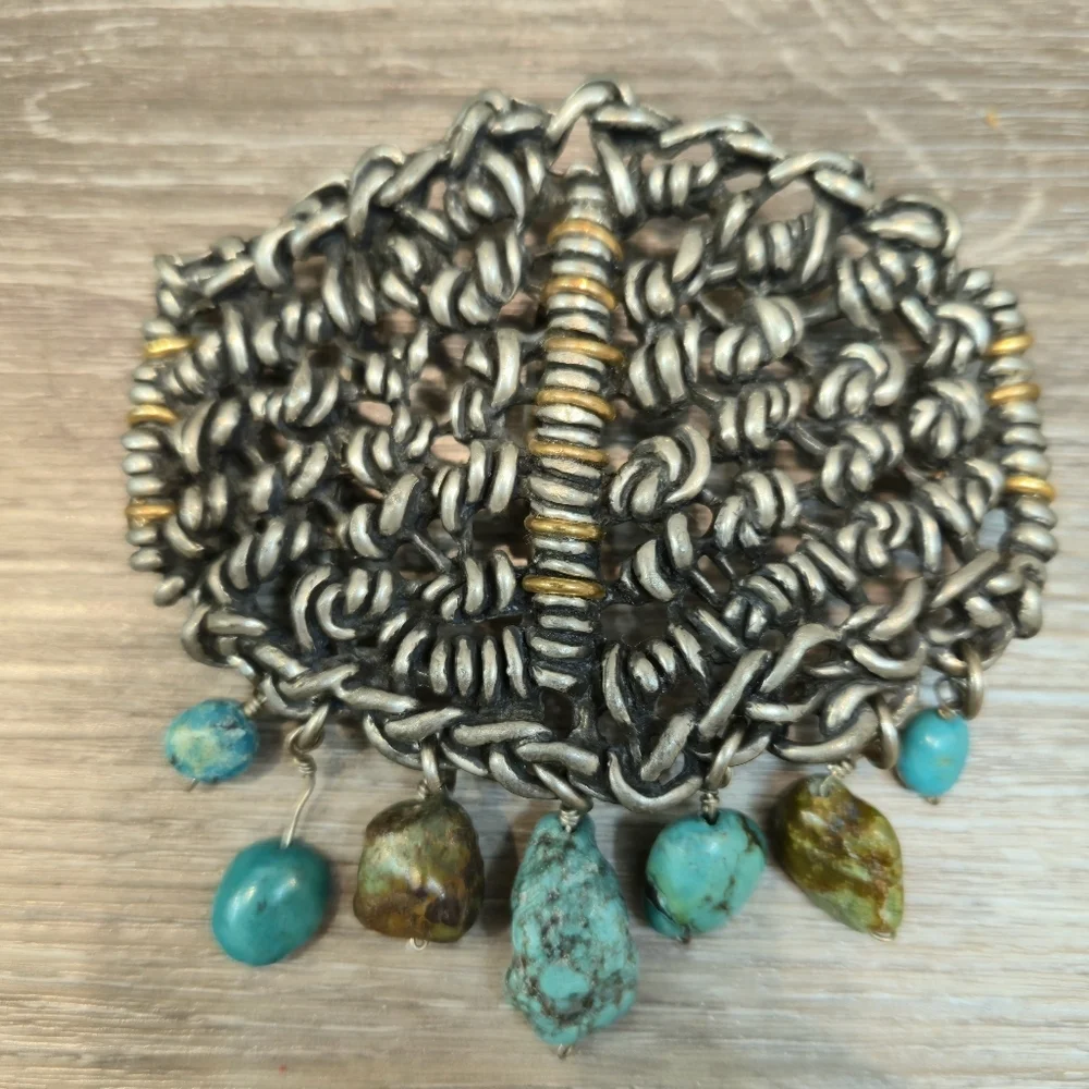 Vintage 70s Boho Turquoise Style Statement Belt Buckle